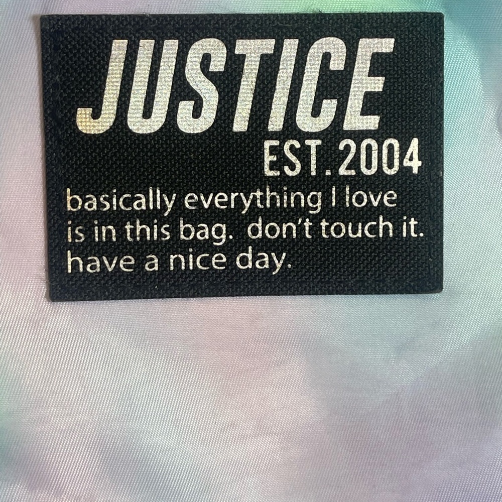Justice Tie Dye Iridescent Holographic G Backpack Bookbag School Bag - Picture 3 of 14